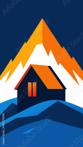 House on a hill with a mountain behind it