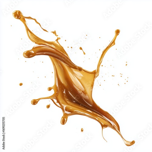 Stunning Caramel Coffee Splash Art , white background cut out PNG