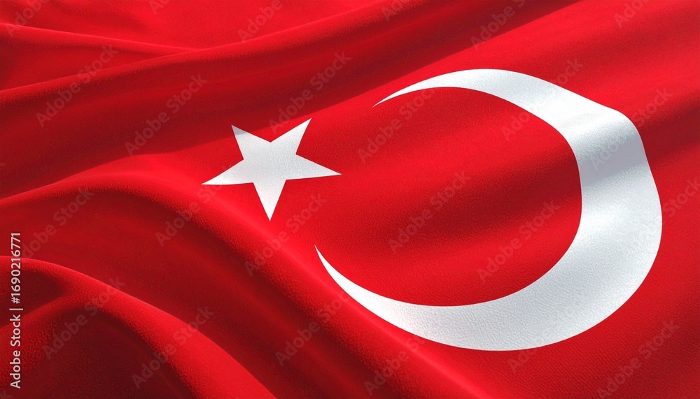 Obraz premium Wavy Flag of Turkey