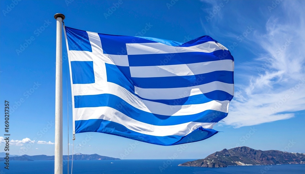 Obraz premium Wavy Flag of Greece