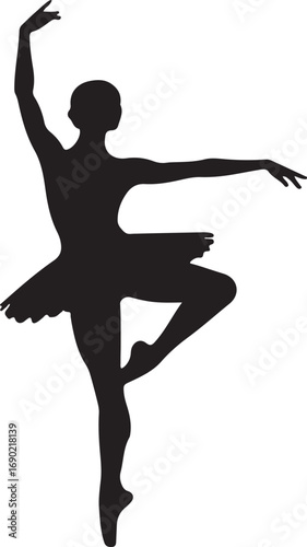 Elegant ballerina dancer legs and tutu silhouette in graceful pose