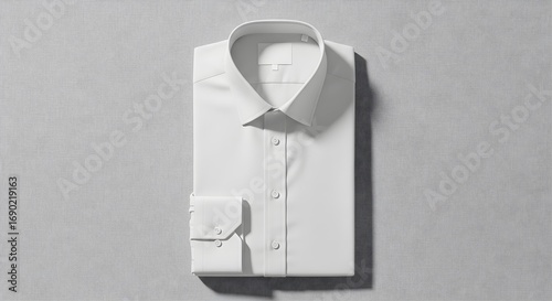 Clean White Dress Shirt Folded Neatly on a Textured Gray Background