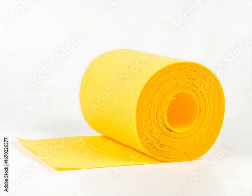 Rolled yellow cleaning wipe