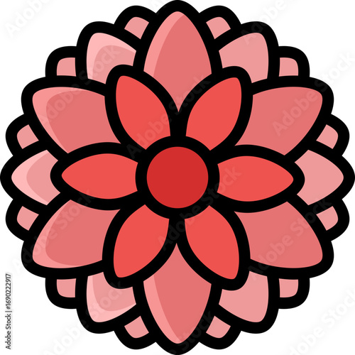 dahlia icon illustration design with filled outline