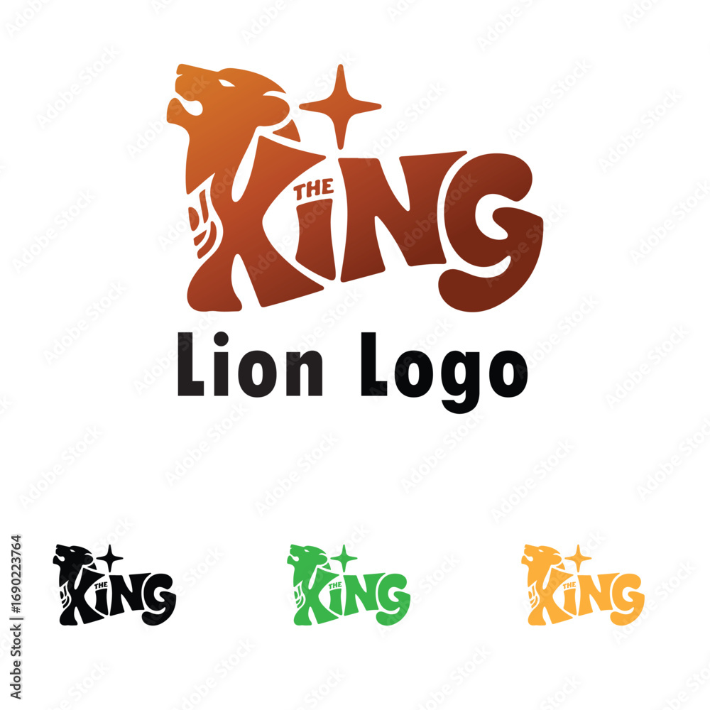 Fototapeta premium Lion King vector logo template. Wild animal lion. Luxury Lion King Premium Logo Design Inspiration.