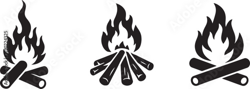 Bonfire Campfire Icons A Vector Collection of Fire Wood and Flames for Outdoor & Camping Designs