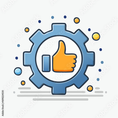 Blue Gear With Thumbs Up Icon