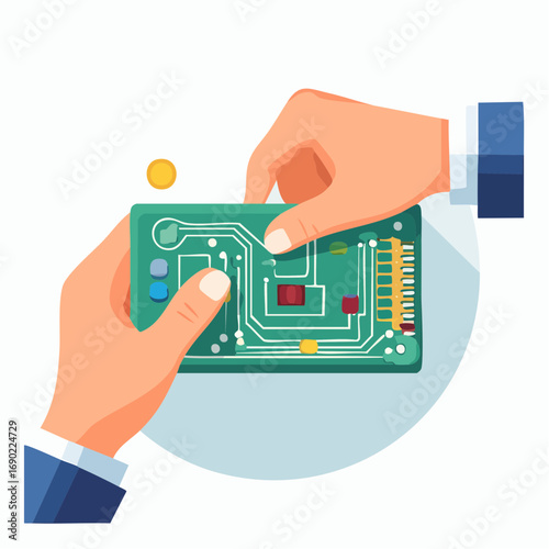 Hands Holding Circuit Board