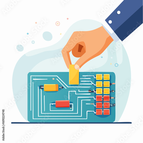 Hand Placing Component On Circuit Board