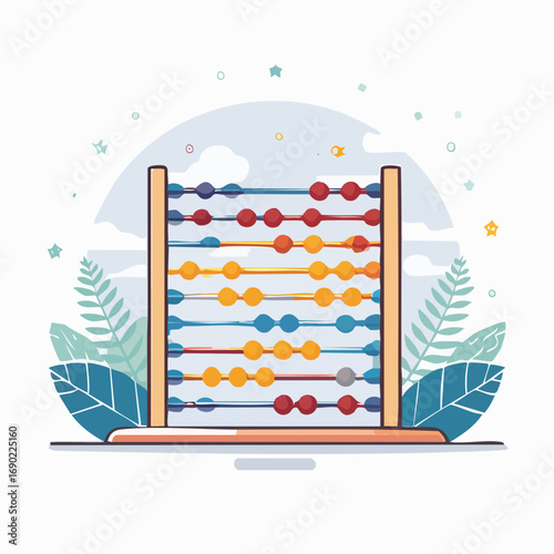 Colorful Abacus Illustration With Soft Background
