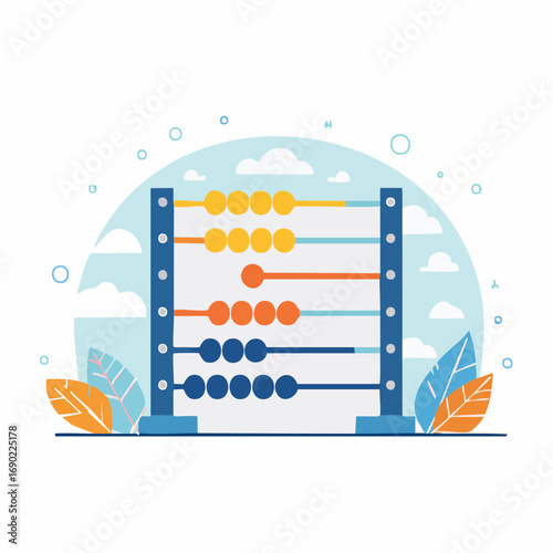 Colorful Abacus on Light Background