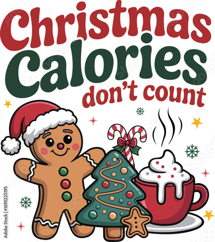 Christmas calories don't count t-shirt design.