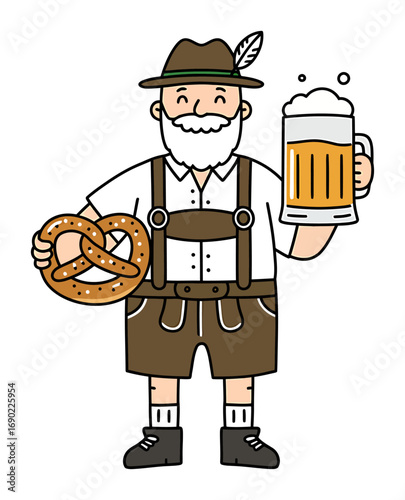 Bavarian Bartender Vector - Beer & Pretzel