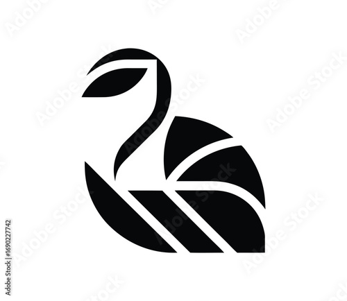 Elegant black swan symbol abstract geometric design unique natural motif