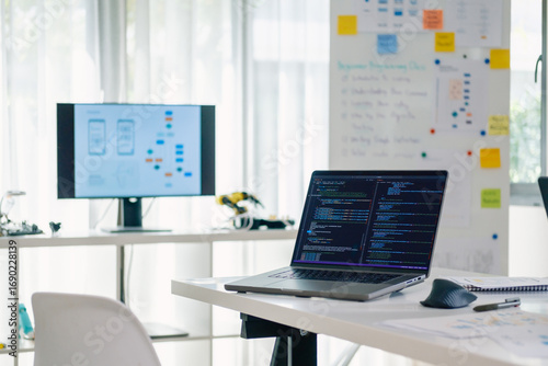 Programmer coding developer technology office software ux ui computer workspace
