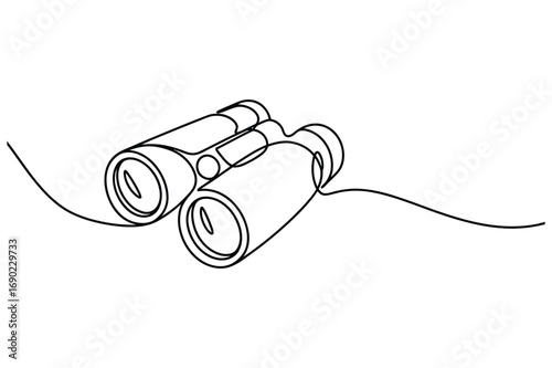 Continuous one line drawing of binoculars minimal vector illustration for travel exploration adventure design