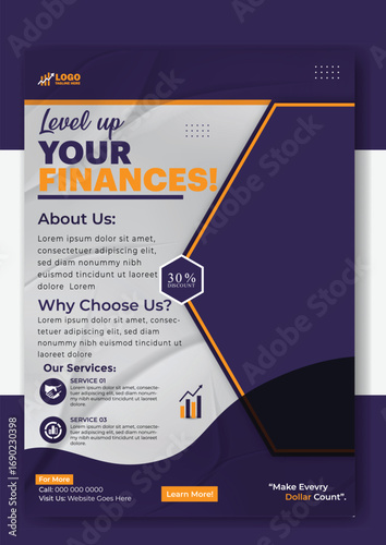 Level up your finance flyer template for business promotion and marketing