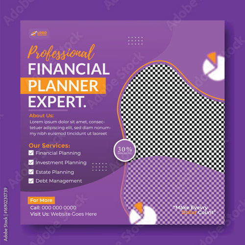 Professional financial planner expert social media post template design