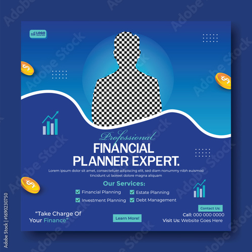Professional financial planner expert social media post template design