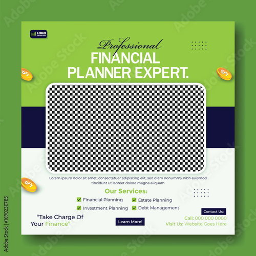 Professional financial planner expert social media post template design