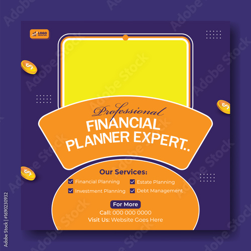 Professional financial planner expert social media post template design