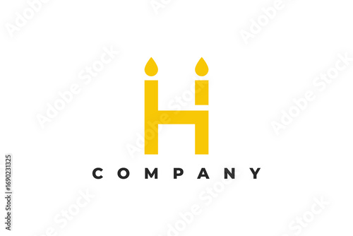 letter h modern candle logo design