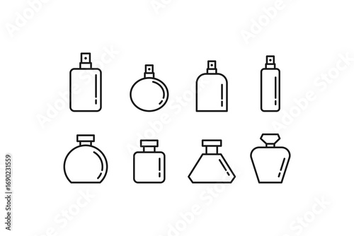 modern perfume line icon set