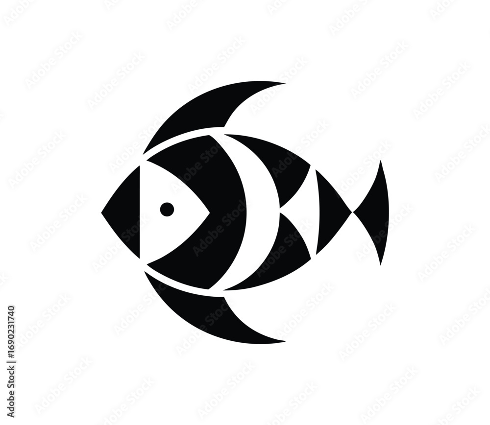 Obraz premium Abstract geometric fish graphic design silhouette for aquatic themes