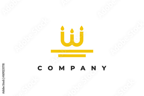 modern candle letter w logo design