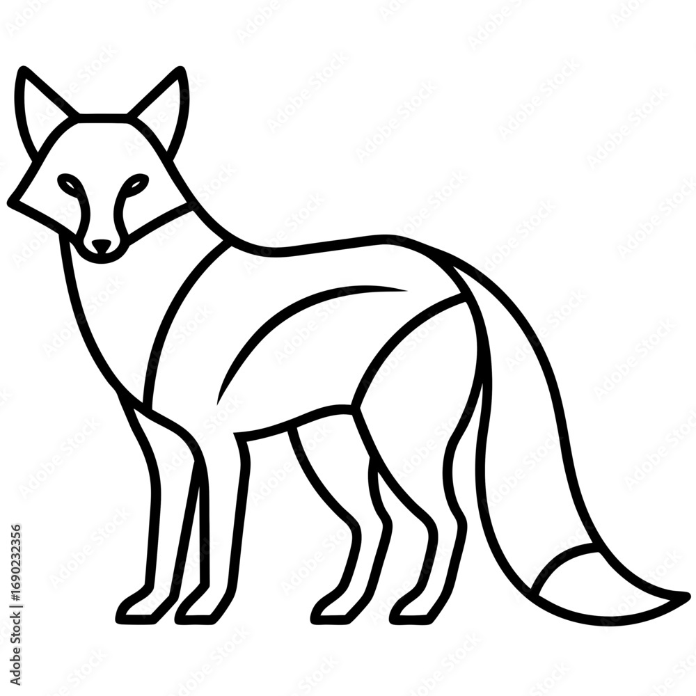 Fototapeta premium Minimalist Fox Outline Line Art Vector Clean Animal Silhouette Design