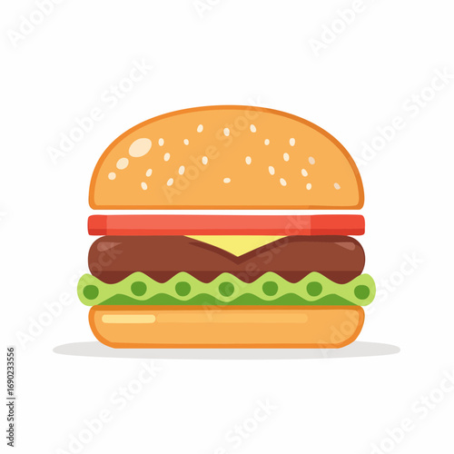 Juicy classic cheeseburger with fresh lettuce, tomato, and melted cheese on a sesame seed bun