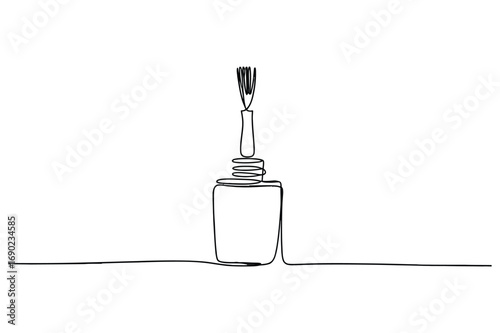 Continuous line drawing of nail polish bottle symbolizing beauty cosmetics glamour and personal style illustration