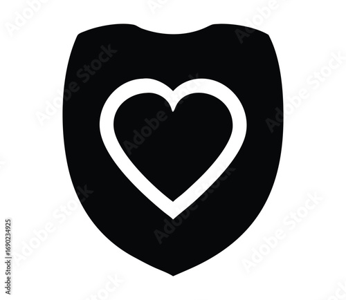 Protective heart shield icon symbol security safety love protection concept
