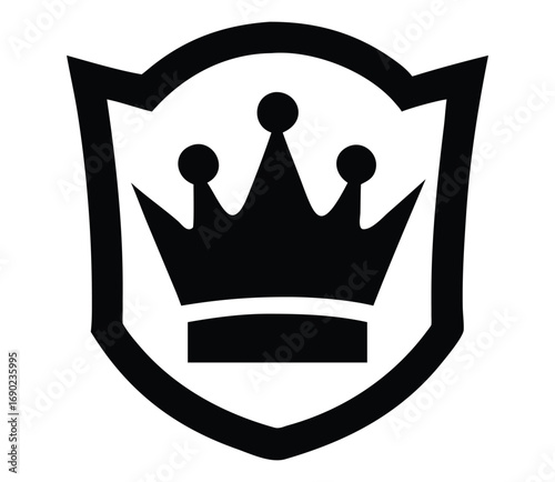 Royal emblem shield crown symbol black and white iconic royal crest heraldic design