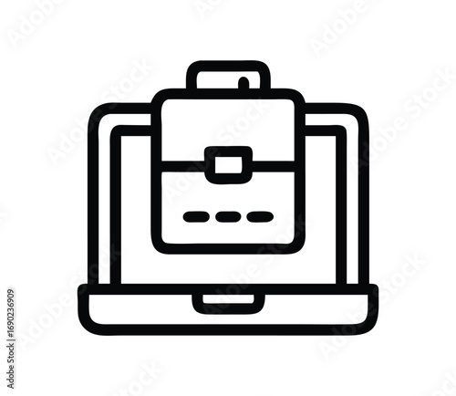 Modern laptop icon with briefcase design for business and technology concepts