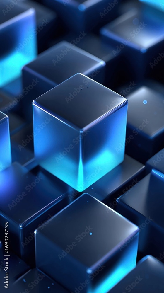 Obraz premium Abstract Geometric Blue Cubes