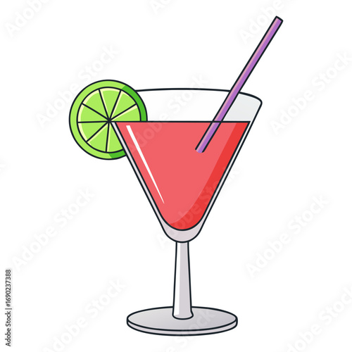Flat a pink cocktail in drinks vector illustration design
