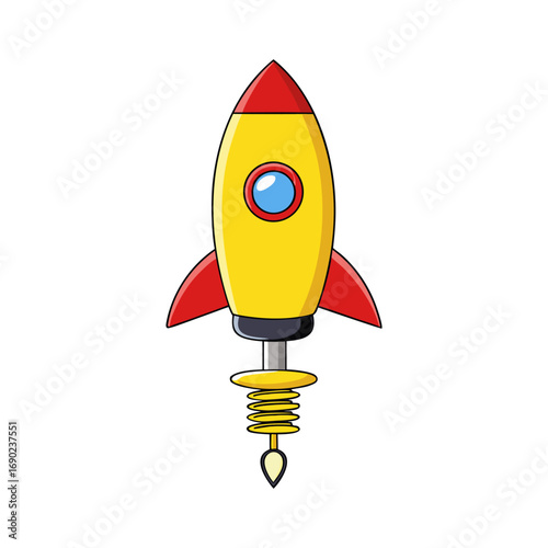 Flat a yellow rocket launcher vector illustration design