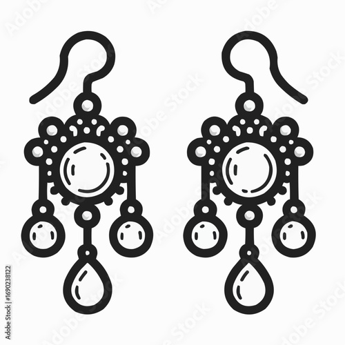 Vector illustration of decorative earrings with intricate design