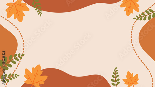 Autumn leaves frame simple seasonal fall template with copy space