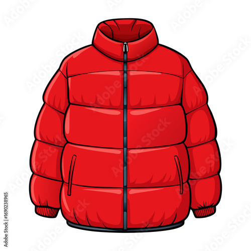 Flat a red puffer jacket vector illustration design