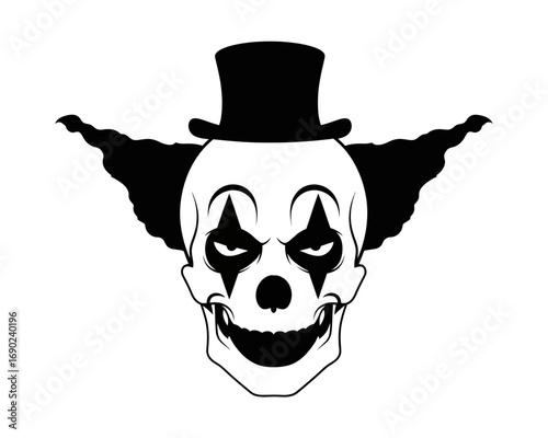 Vector art of skull with clown face paint and large ears