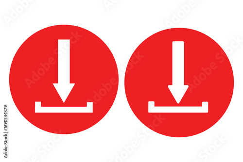 Download icon set featuring different styles and colors. Perfect for file download, data transfer, and digital actions in websites, apps, and user interfaces. Clean vector design with modern