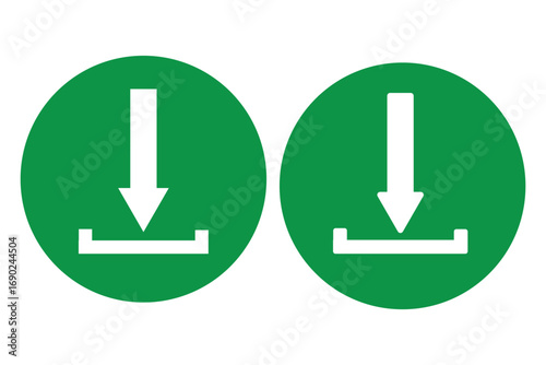 Download icon set featuring different styles and colors. Perfect for file download, data transfer, and digital actions in websites, apps, and user interfaces. Clean vector design with modern