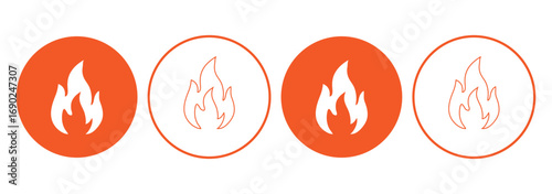 Fire flame icon vector template. Hot caution or spicy food. Vector logo symbol for oil, gas and energy concept flat design