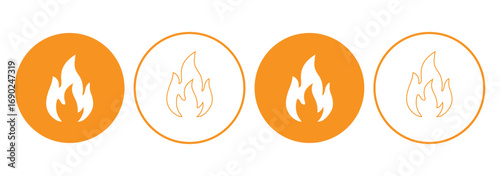 Fire flame icon vector template. Hot caution or spicy food. Vector logo symbol for oil, gas and energy concept flat design