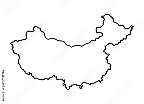 Outline map of china simple blank geographic shape outline for projects