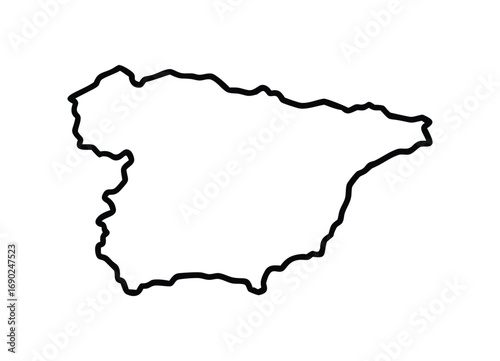 Outline map of spain simple geographic outline silhouette country shape icon