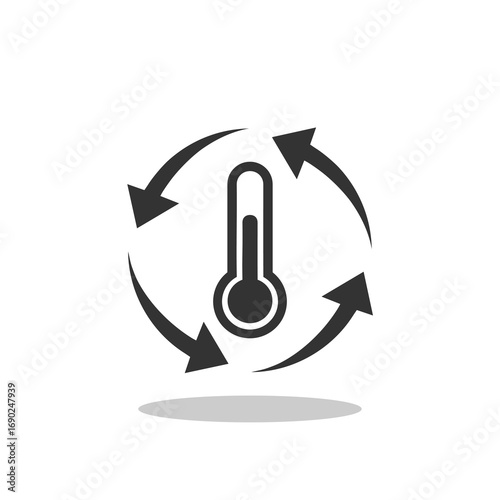 Thermometer and arrows icon with shadow