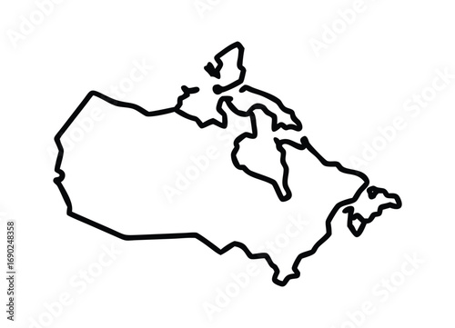 Outline map of canada and parts of the united states simple graphic outline